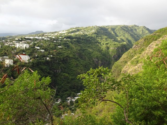 Les Hauts de Bellepierre de l'autre côté de la rivière