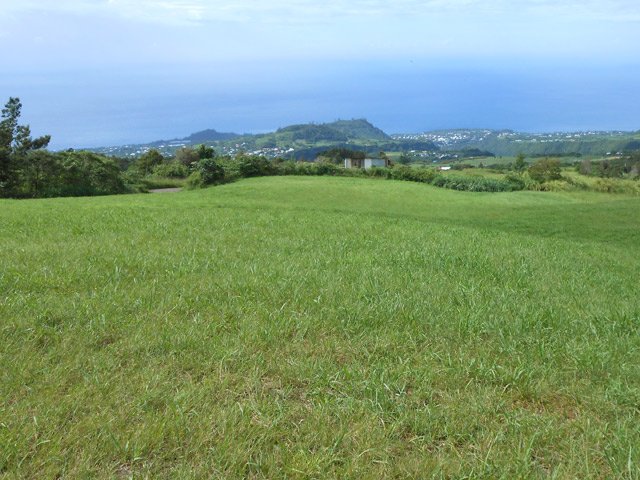Vastes prairies avec vue sur l'océan au loin