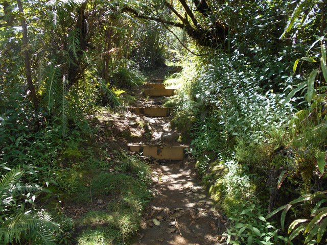 Début de la montée sur des marches
