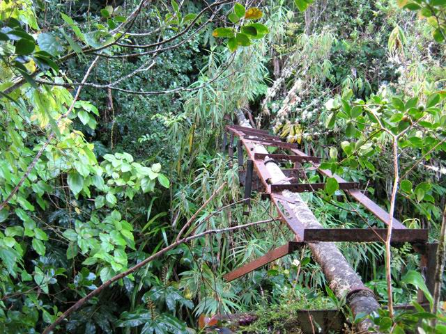 La passerelle a été dévorée par la rouille