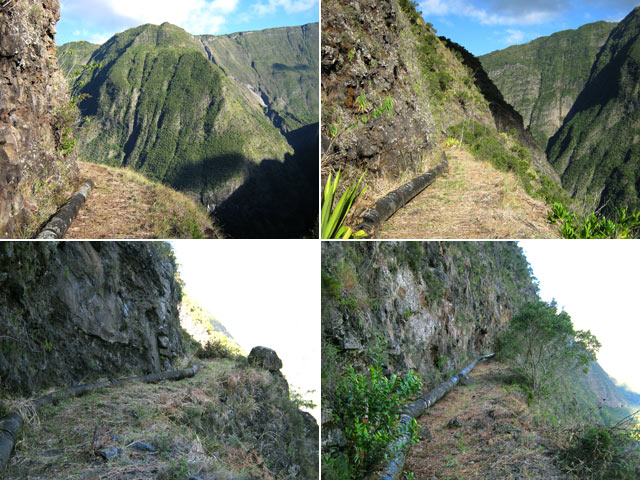 Quatre vues différentes du chemin emprunté, toujours près du tuyau