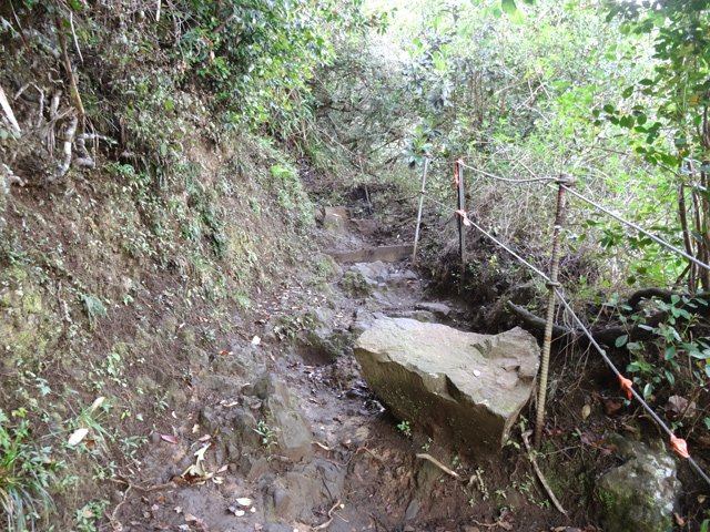 Le sentier est le plus souvent en forte descente, sécurisé ou non