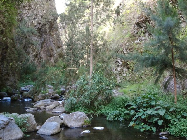 Un des gués rendus obligatoires depuis l'effondrement de la passerelle