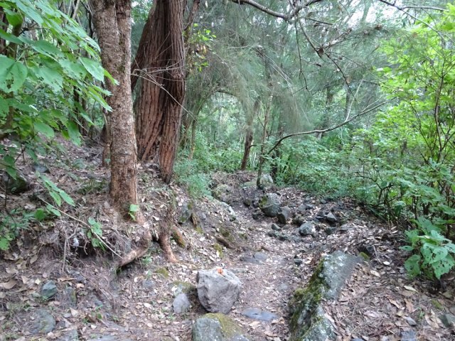 Une grande partie de la descente s'effectue sur les cailloux
