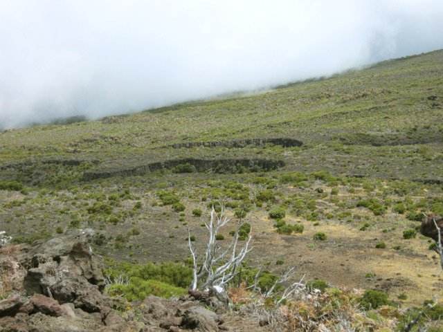La très découpée ravine des Colimaçons depuis le Piton Rouge