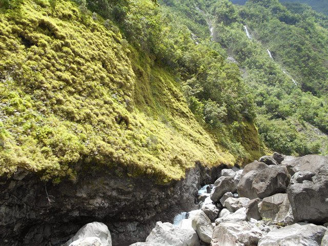 Murailles du rempart recouvertes de petits bambous. Les premières cascades font leur apparition
