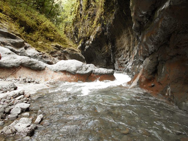 La superbe petite gorge au-dessus de la cascade