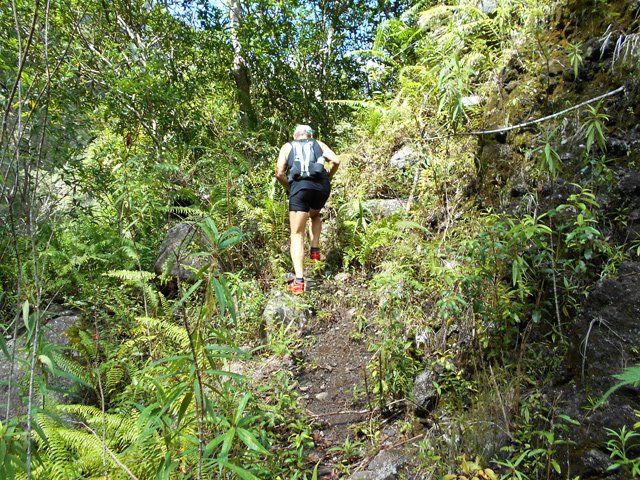 Un exemple du sentier évitant de marcher sur les rochers de la rivière