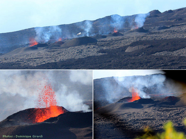Eruption du 1/8/2015 : Images de jour depuis le Piton de Partage