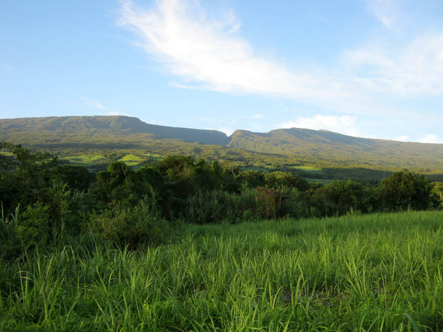 Vue vers le Volcan et les réservoirs depuis le départ du Chemin Isidore