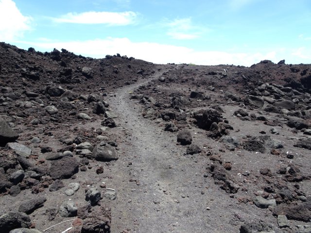 Le sentier traverse la coulée de 1977
