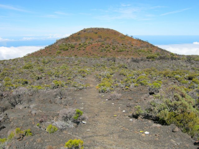 Un des sentiers montant au Piton Rouge