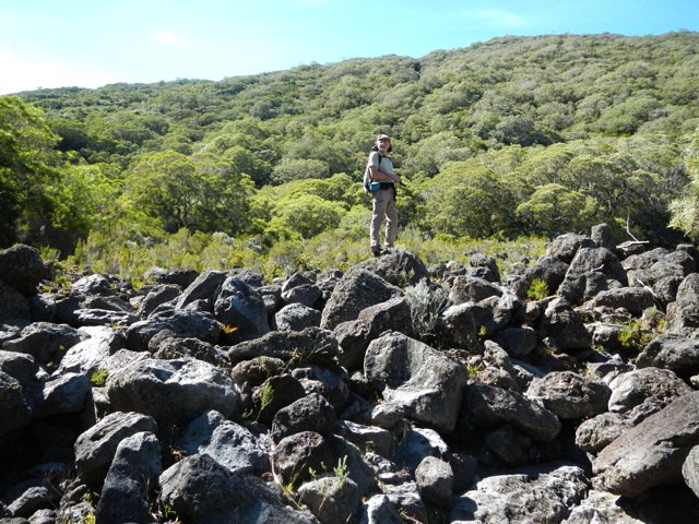 Le pierrier bordant la Ravine du Piton Haüy avant de descendre dans son lit