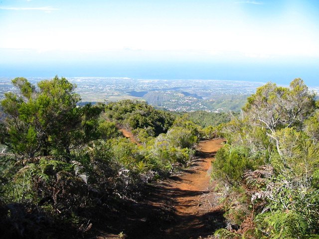 Vue sur l'océan et l'Entre Deux depuis le sentier