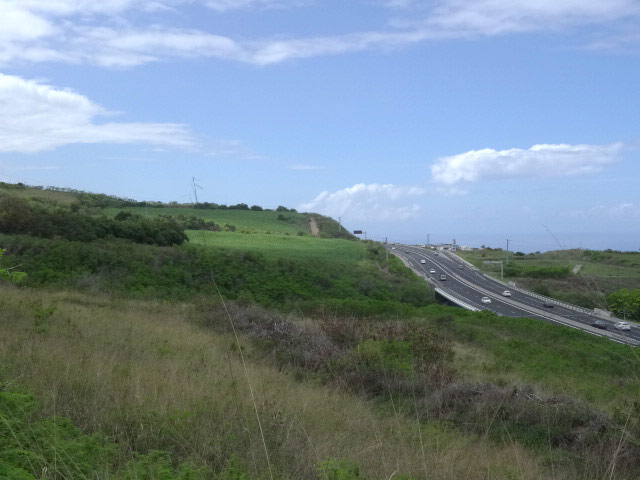 La ravine de la Saline, franchie, et la Route des Tamarins