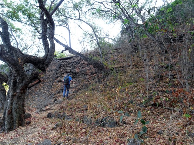 Sentier rudimentaire pour atteindre le pont de chemin de fer