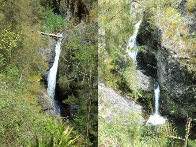 Les cascades du Bassin Ti Chien depuis le sentier de remontée vers Palmiste Rouge