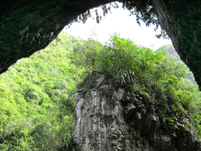 Une vue depuis la grotte dans le virage
