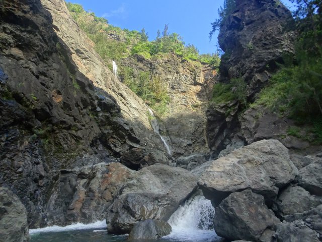 Arrivée à la Cascade Aurélien, fin proche de la remontée de rivière