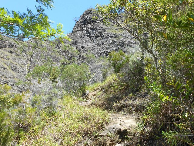 On s'approche doucement des flancs du Piton Morel