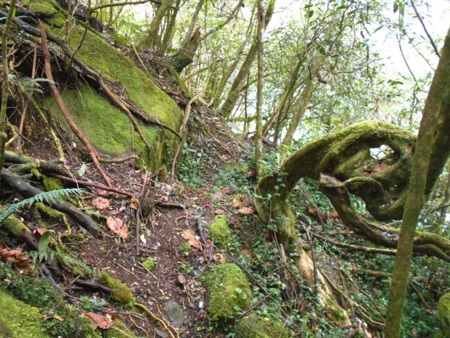 Sentier assez plat à flanc de rempart