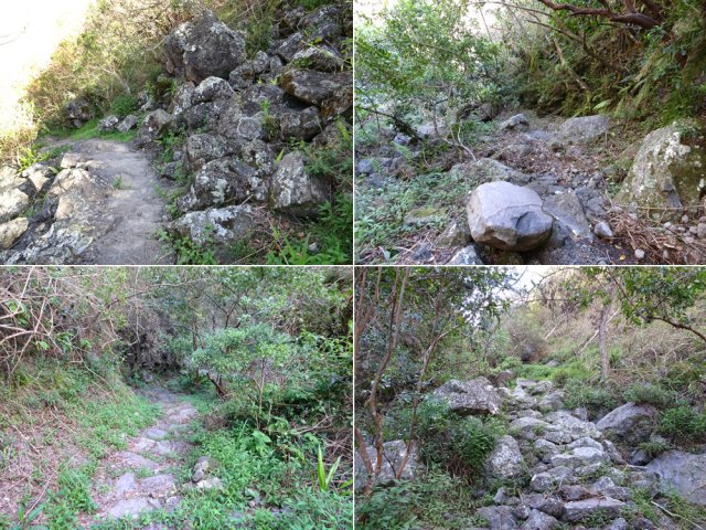 La descente vers la Ravine de la Brèche s'effectue sur escaliers et lacets empierrés