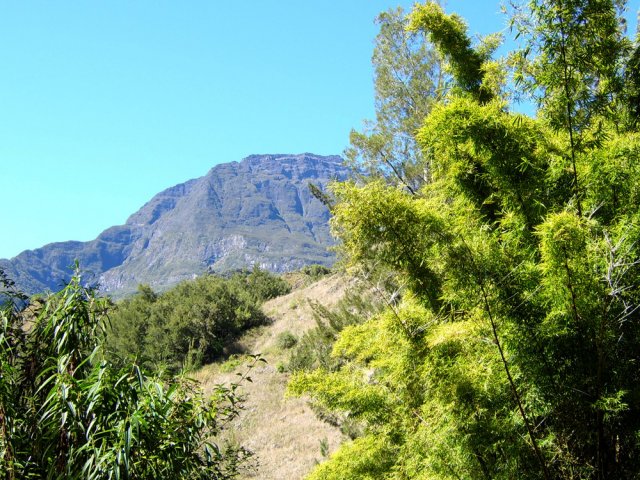 Plein sud, le Gros Morne occupe une grande partie de l'horizon