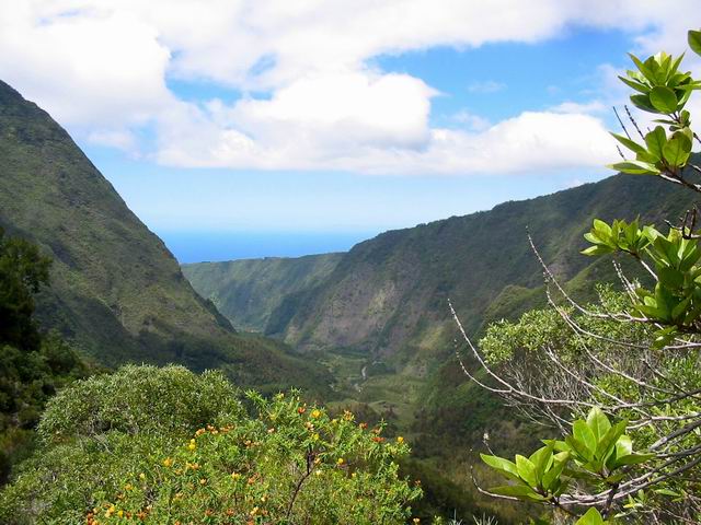 La vallée de Cap Blanc et à Gauche, la Montagne des Moutons