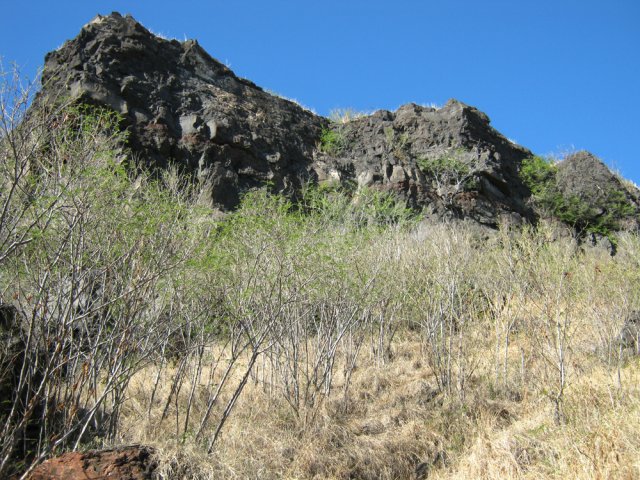 La falaise que l'on vient de franchir pour quitter la savane