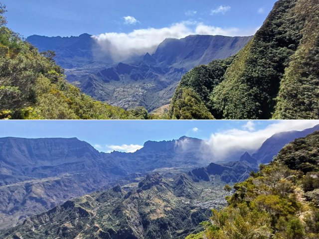 La dernière demi-heure de montée offre de splendides paysages sur Cilaos