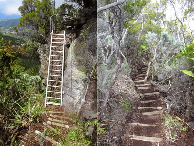 Une échelle et un autre exemple du sentier