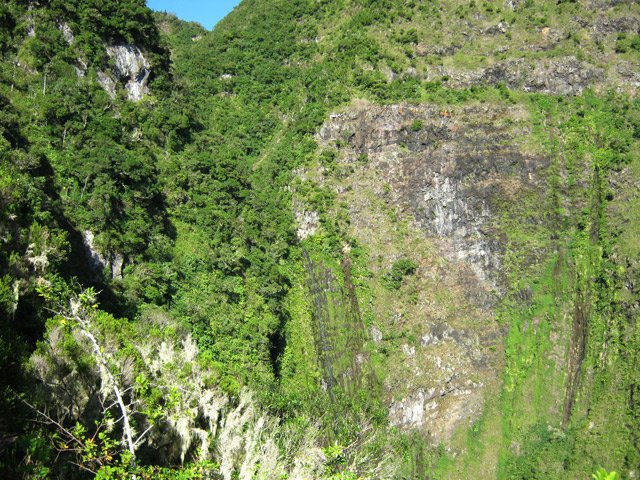 La cascade, presque à sec, du Bras Guillaume
