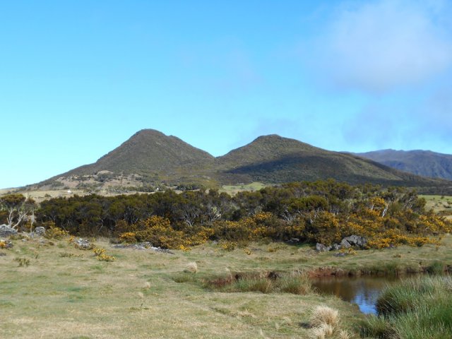 Les Pitons Bleu et Lepervenche à l'horizon