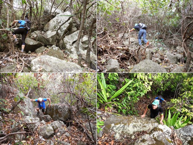 Quelques hautes marches qui imposent de s'aider des mains