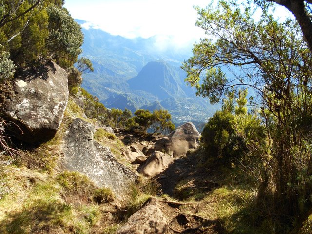 Le début du sentier au croisement du Cap Anglais