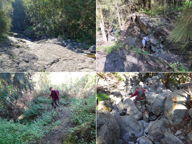 Descente un peu aventureuse vers l'aire de pique-nique par le sentier du Captage