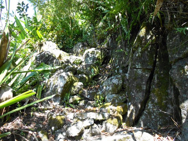 Sentier raide et caillouteux