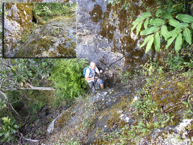 Le passage rocheux, court mais raide avec câble