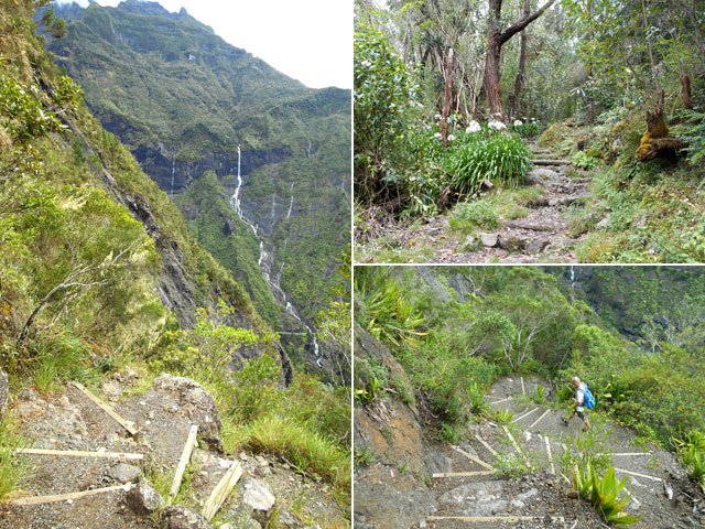 Quelques portions de la descente du GRR1 vers la route de l'Îlet à Cordes