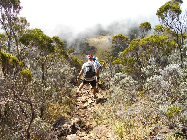 Descente au Plateau Kerveguen sur un sentier très caillouteux