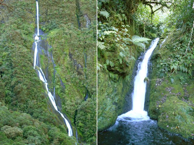 Deux cascades caractéristiques : la Cascade de la Caverne Rouge et celle du Bras des Mousses