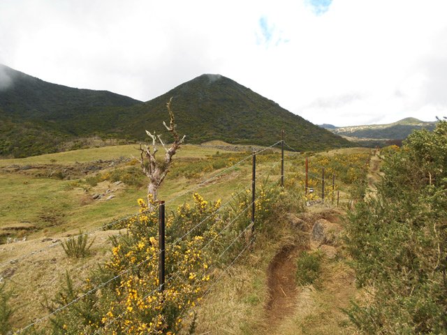 Le Piton Rouge vu du GRR2 peu après le Chalet des Pâtres