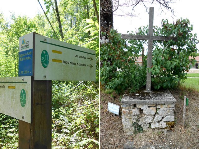 Les panneaux sont partout. La croix de Massias entre les Monts et le cimetière