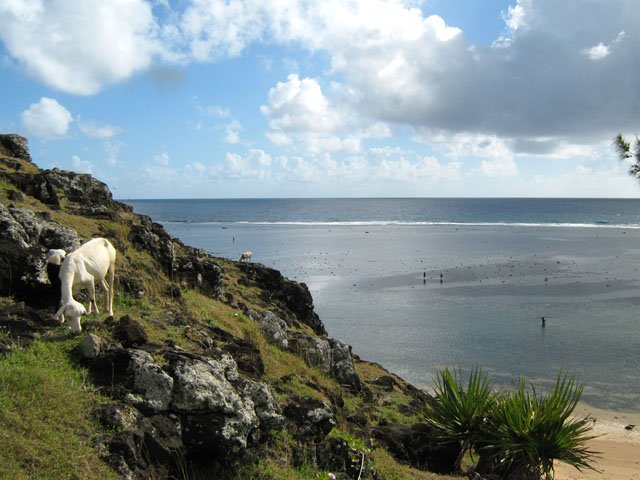 Vue sur le lagon depuis la Pointe aux Cornes...