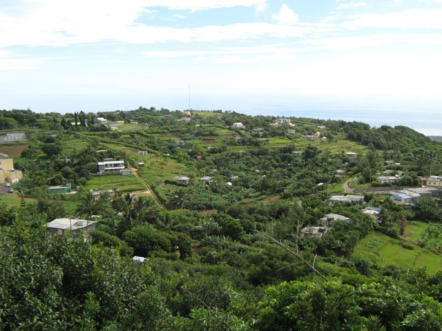 Vue sur la campagne rodriguaise depuis le Mont Lubin