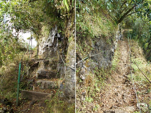 Deux autres passages protégés en bordure de précipices rocheux sans danger