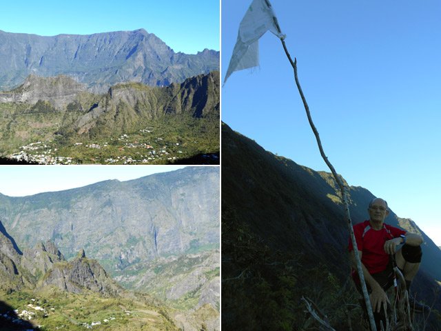 Le drapeau blanc du sommet qu'on voyait de la route de Cilaos ou de Palmiste Rouge