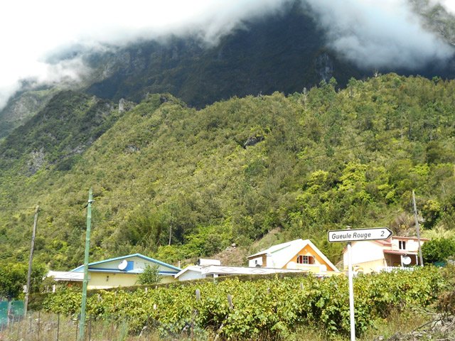 Le Piton Béthoune qui domine Bras Sec depuis le parking en début de route de Gueule Rouge