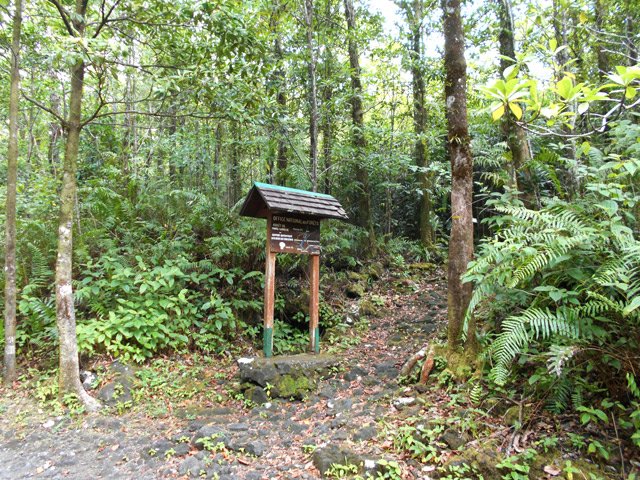 La pancarte intermédiaire entre les deux boucles du sentier botanique