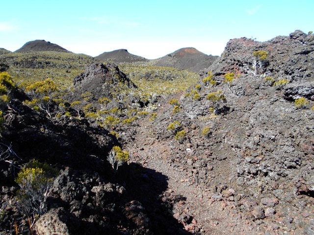 On retrouve le sentier pour repartir vers le Piton Chisny